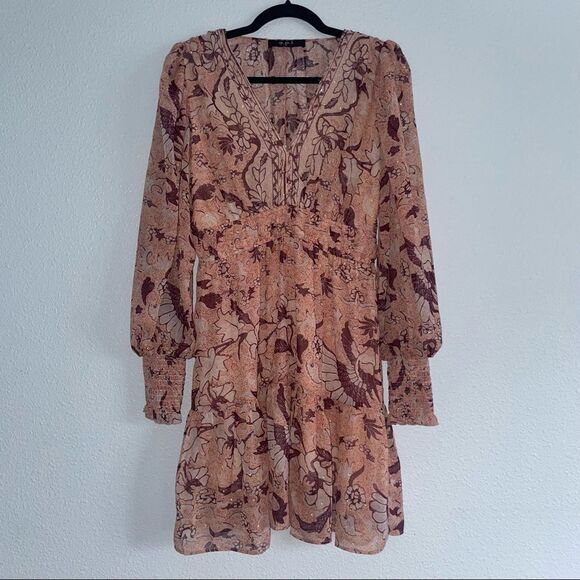 ONE Pretty Time Anthropologie Floral Boho V-neck Flowy Dégagé Feminine Dress - Picture 3 of 12